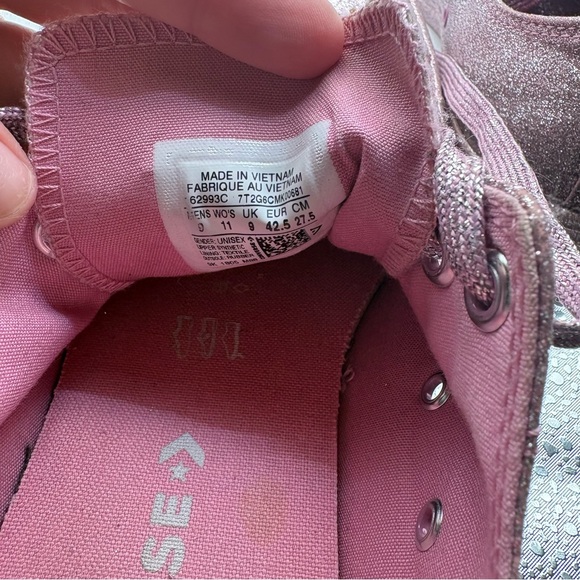 Converse Chuck Taylors All Over Metallic Pink Glitter Low-Top Lace Up Sneakers - Picture 8 of 9
